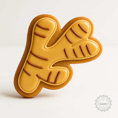 Decorated example 1 of Ginger Shape Cutter & Stamp Set for Cookies and Fondants, 6-Piece Set, Includes S/M/L Sizes