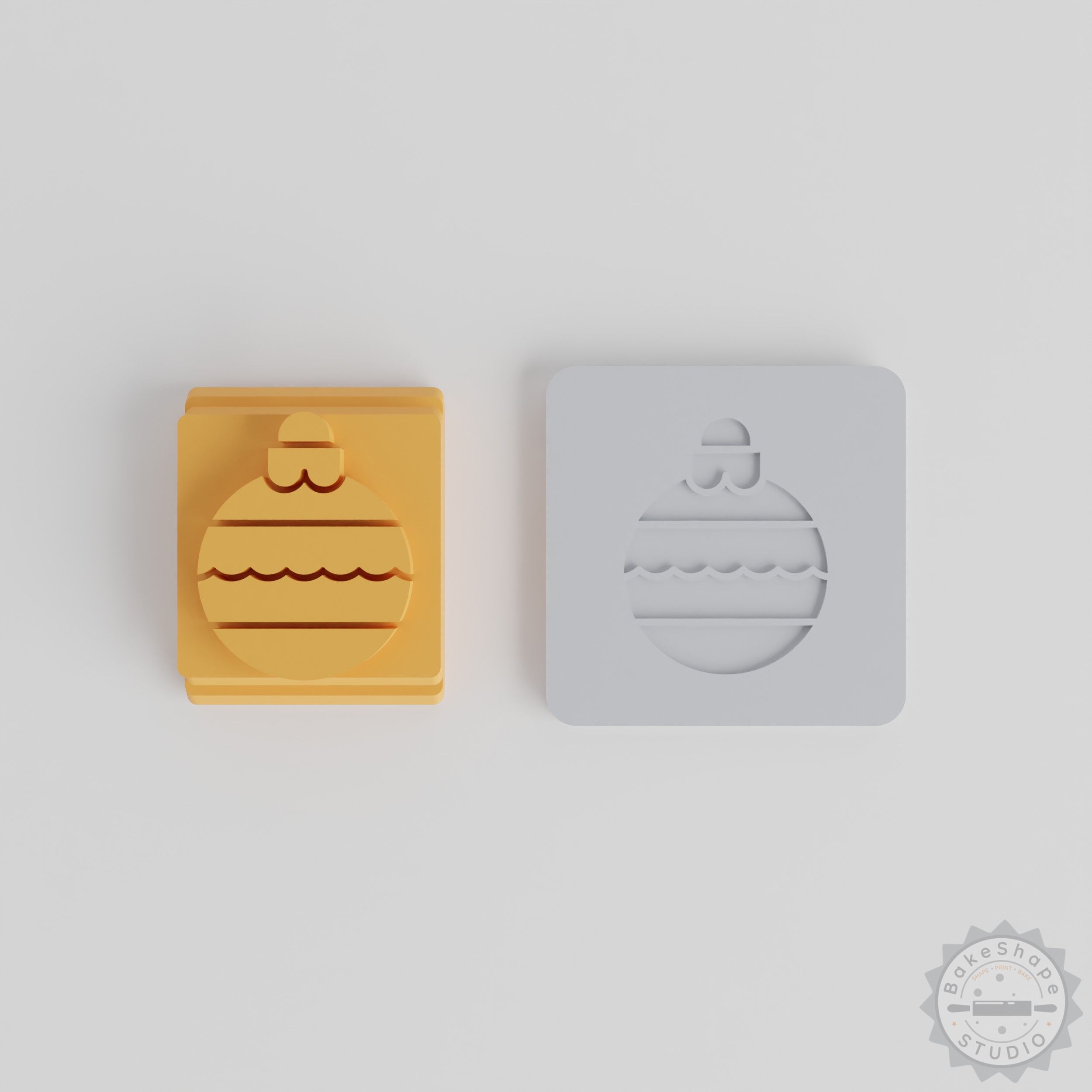 Christmas Bauble Stamp Set, 5 Sizes, Cookie Fondant Clay Pattern Tool, Festive Ornament Decor
