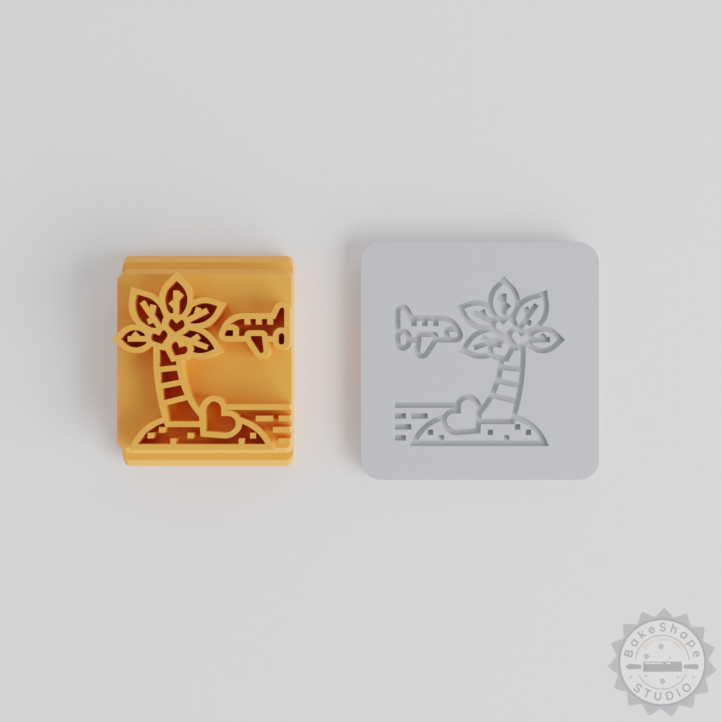 Romantic Getaway Cookie Clay Stamp Tile Set, 5 Designs, 20-40mm Sizes, Perfect for Fondant