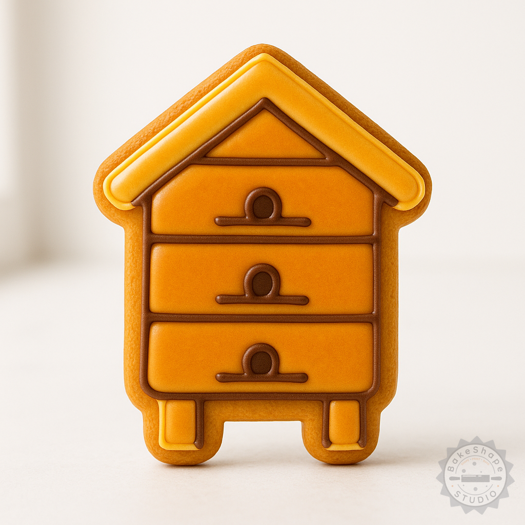Decorated example 1 of Apiary Cookie Shape Cutter and Stamp Set, 6-Piece, Bee-Themed Designs, Fondant & Baking Tools