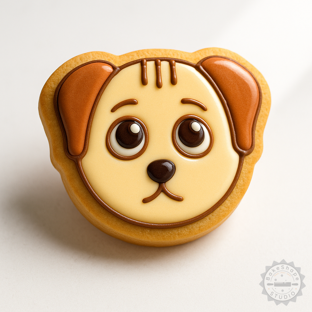 Decorated example 1 of Stress Cookie Cutter & Stamp Set, Animal Design, 6-Piece, S/M/L, Baking & Fondant Tools