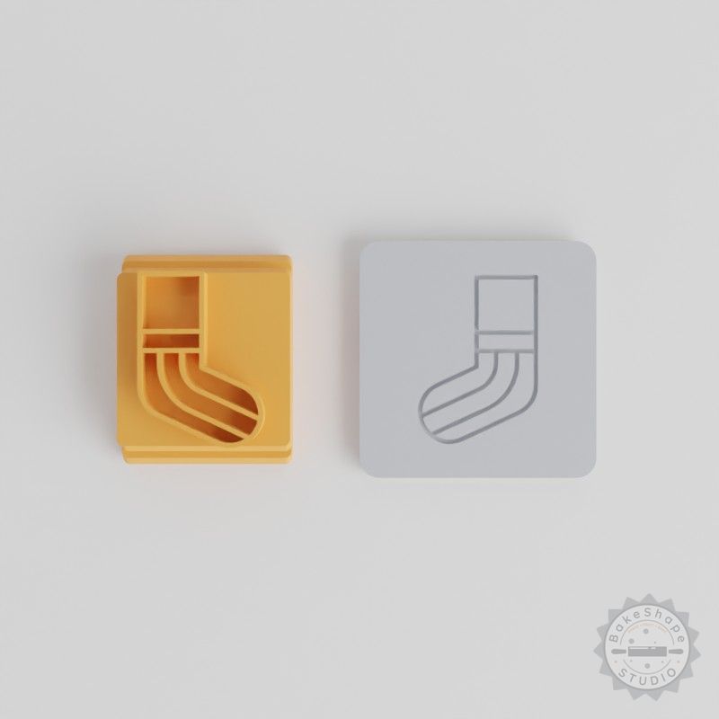 Stamp Tile Tool Set for Soft Materials, Clay, Cookies, Fondant, Holiday Sock Design