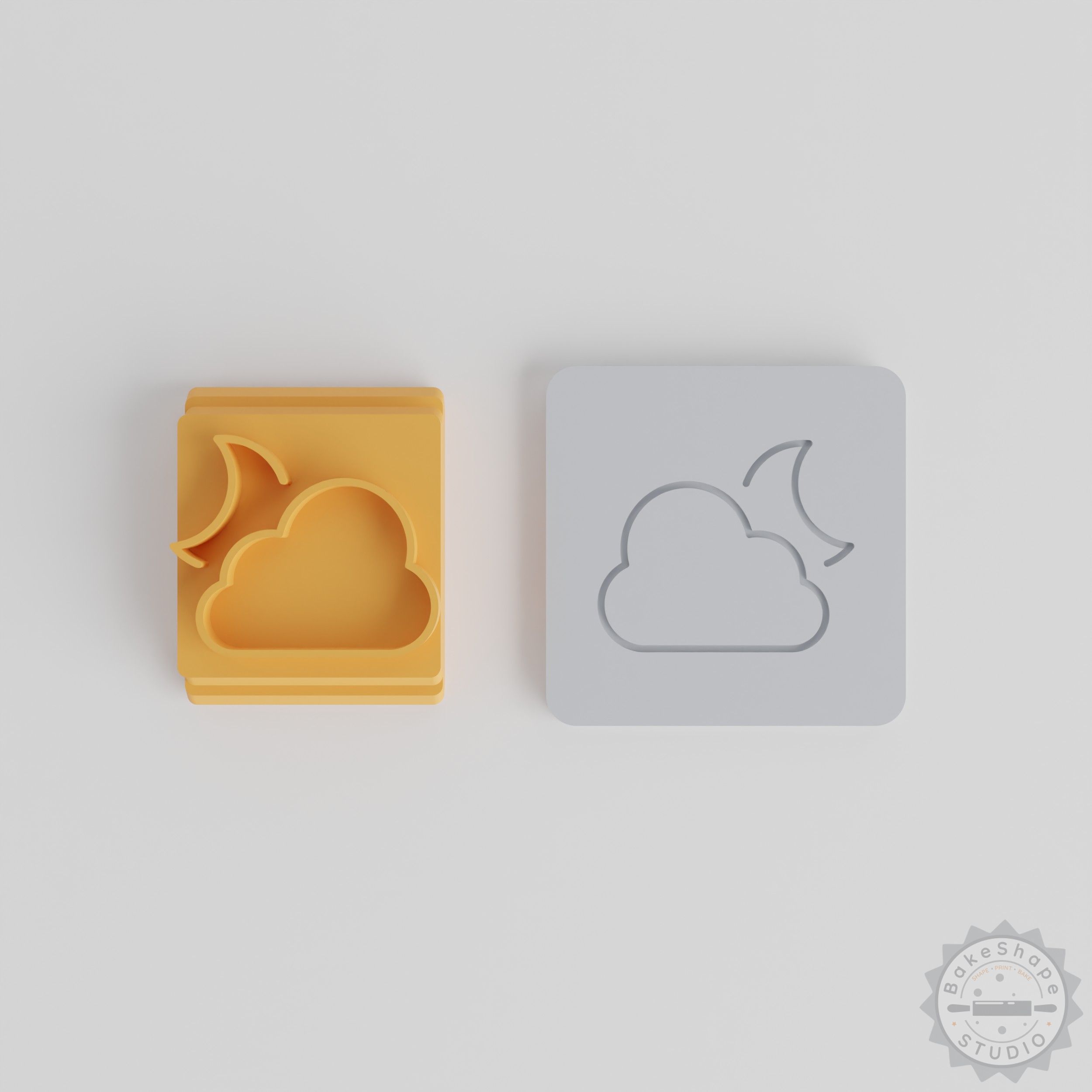 Night Stamp Tile Set, 5-Piece, Moon Theme, Clay, Cookie, Fondant Craft, 20-40mm Motif Sizes