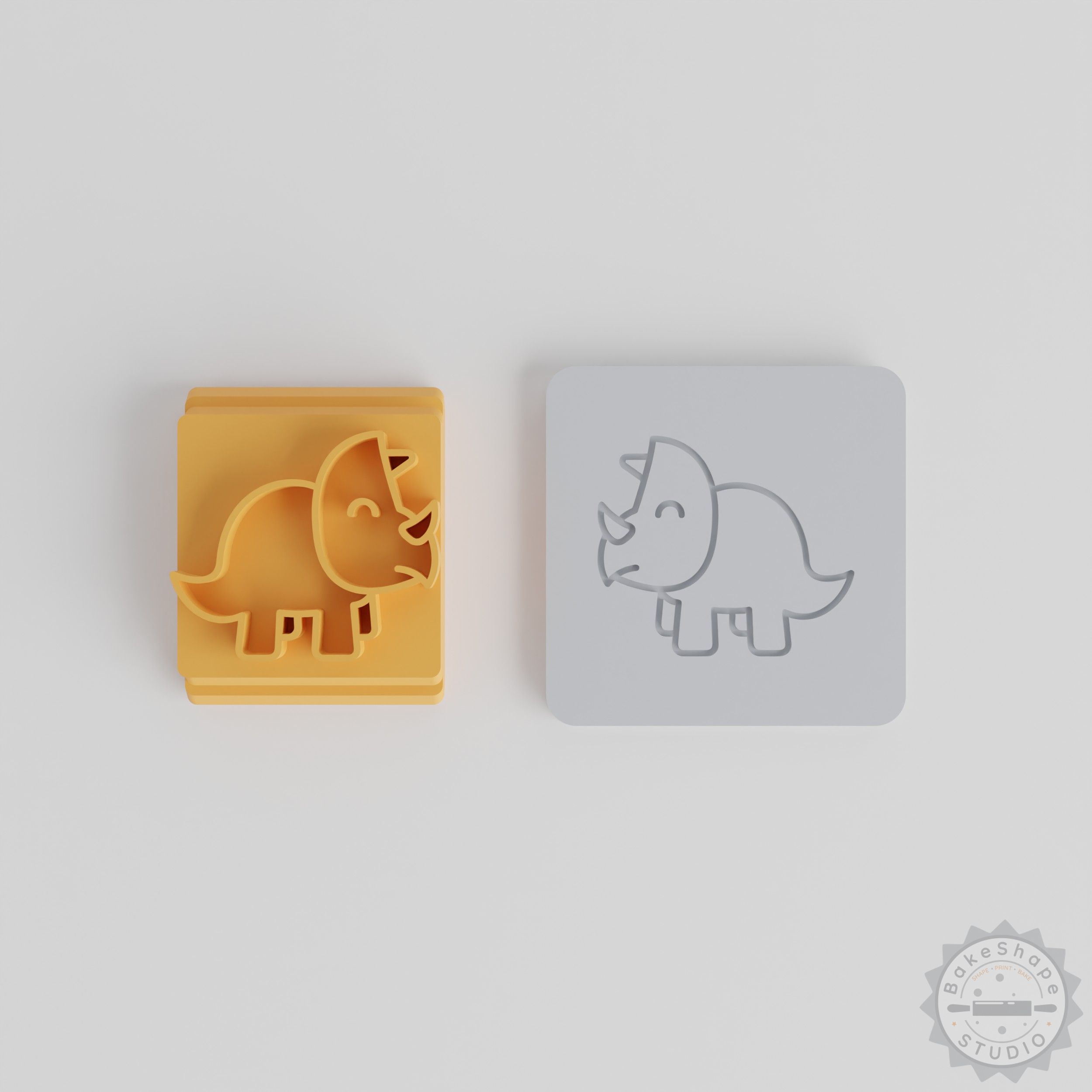 Styracosaurus Stamp Tile Set, 5 Size Options for Clay and Baking, Prehistoric Dinosaur Design