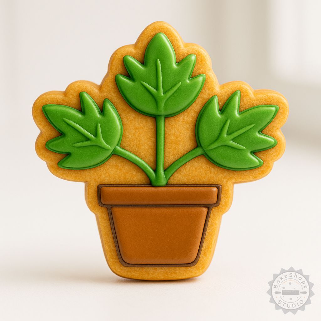 Leaf Plant cookie cutter and stamp STL set for 3D printing in small, medium, and large sizes