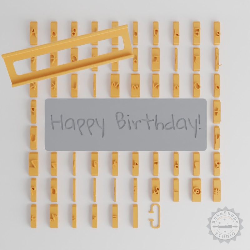 Gloria Hallelujah Font Tile Set, 1/2" Size, 80 Pieces, for Clay, Cookie, Fondant Crafting