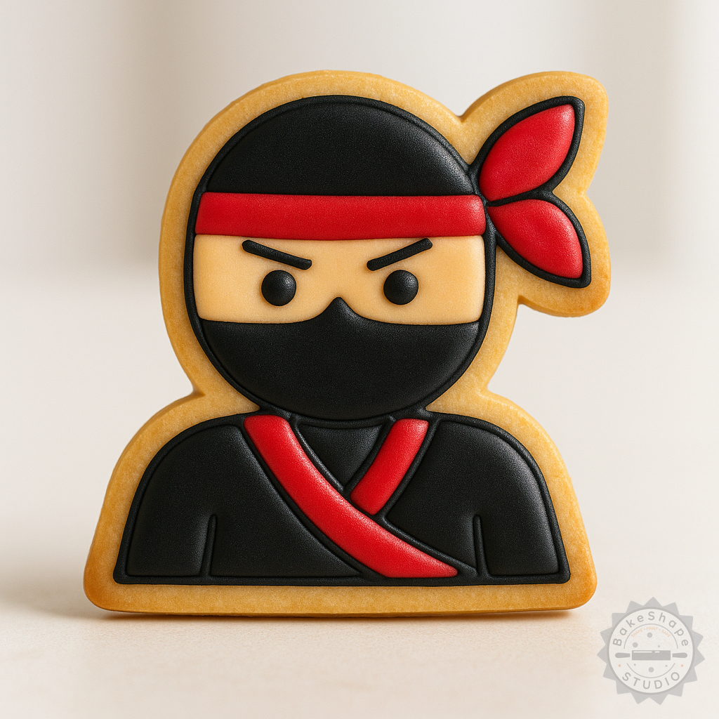 Decorated example 1 of Ninja Cookie Cutter & Stamp Set, 6-Piece, S/M/L Shapes, Perfect for Fondant & Cookies