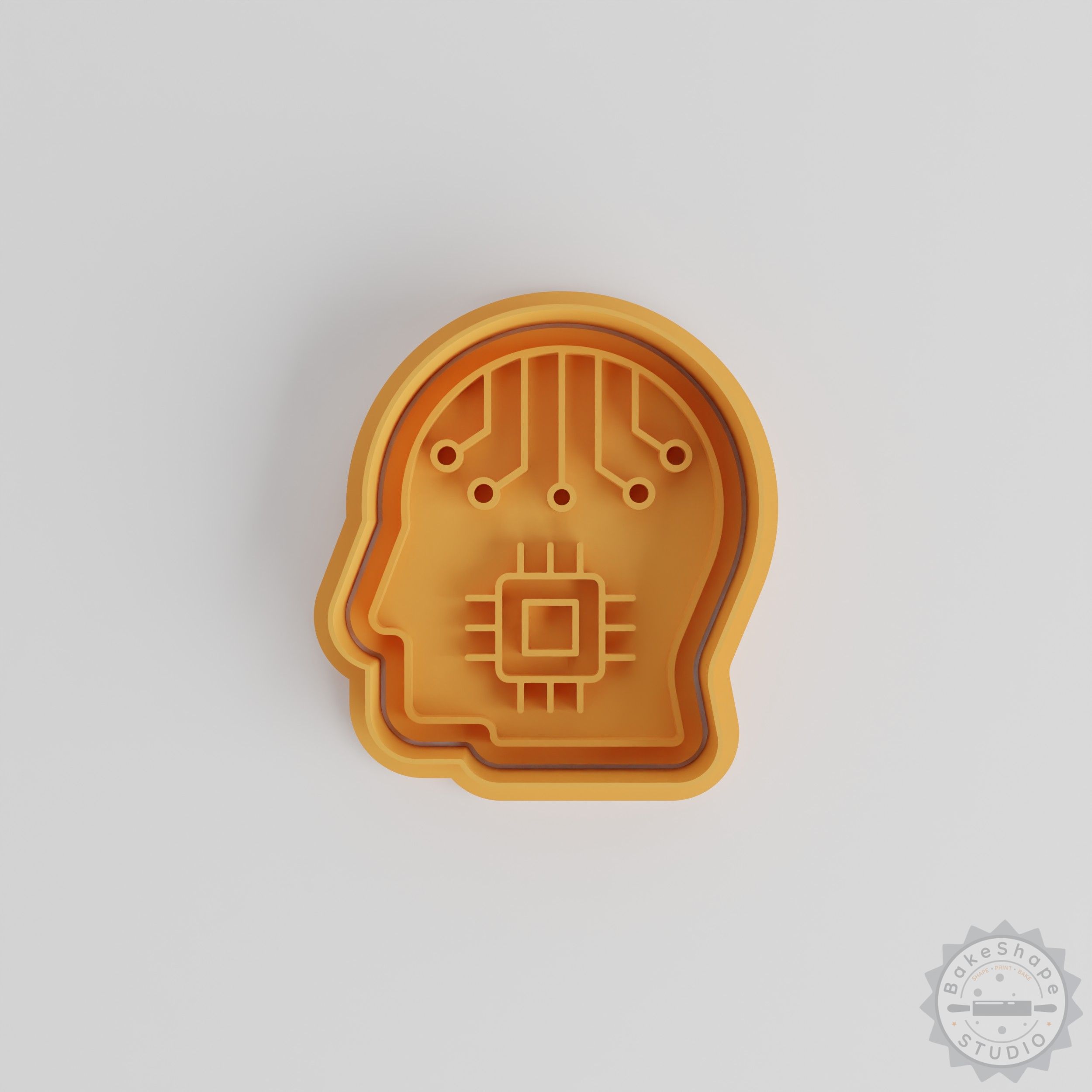 Brain Circuit Cookie Cutter and Stamp Set, 6-Piece, Tech Theme, S/M/L Sizes