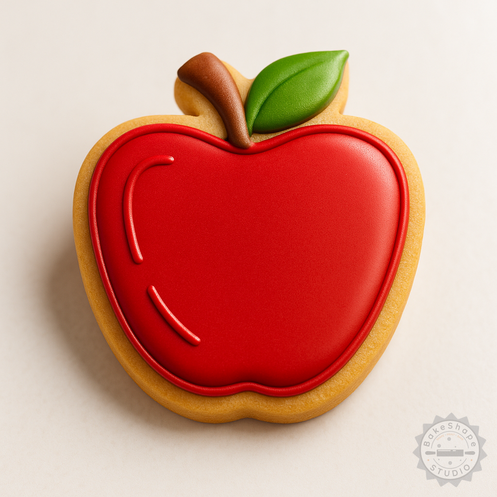 Decorated example 1 of Apple Shape Cutter and Stamp Set for Cookies and Fondant, 6-Piece, S/M/L Sizes, Perfect Fruit Designs