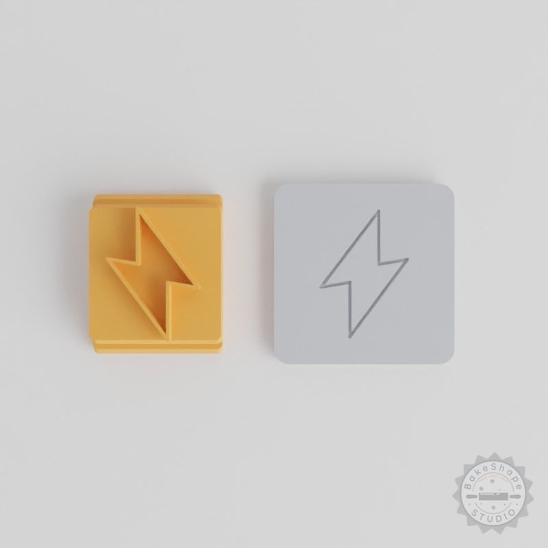 Lightning Bolt Stamp Tile Set, 5 Sizes for Clay, Cookies, Fondant, Fairytale Designs