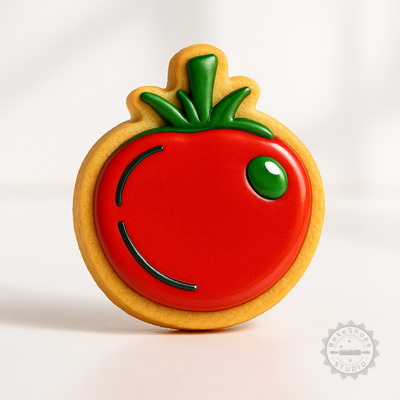 Decorated example 1 of Tomato Shape Cutter and Stamp, Cookie Fondant Molds, 6-Piece Set, Organic Vegetable Design