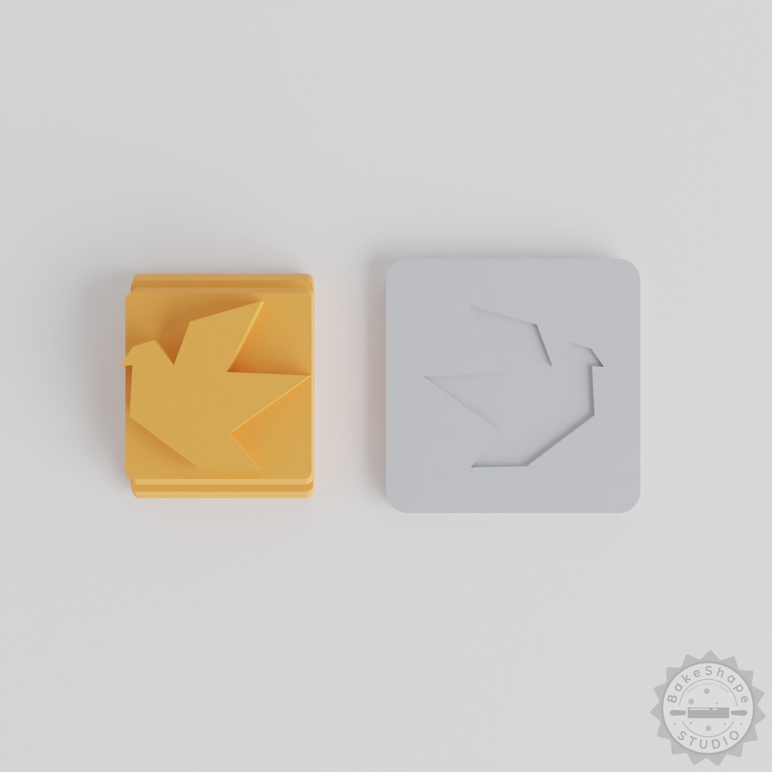 Dove Stamp Tile Set for Clay and Cookies, 5 Sizes, Geometric Peace Bird Design
