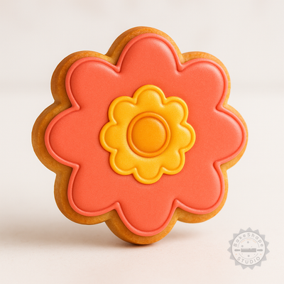 Decorated example 1 of Flower Cookie Cutter and Stamp Set, 6-Piece, Perfect for Cookies and Fondant, Floral Designs S/M/L