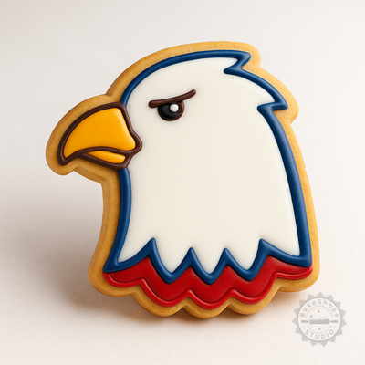 Decorated example 1 of Eagle Cookie Cutter and Stamp Set, Bird Shape Baking Mold, 6 Piece Bundle, S/M/L Sizes