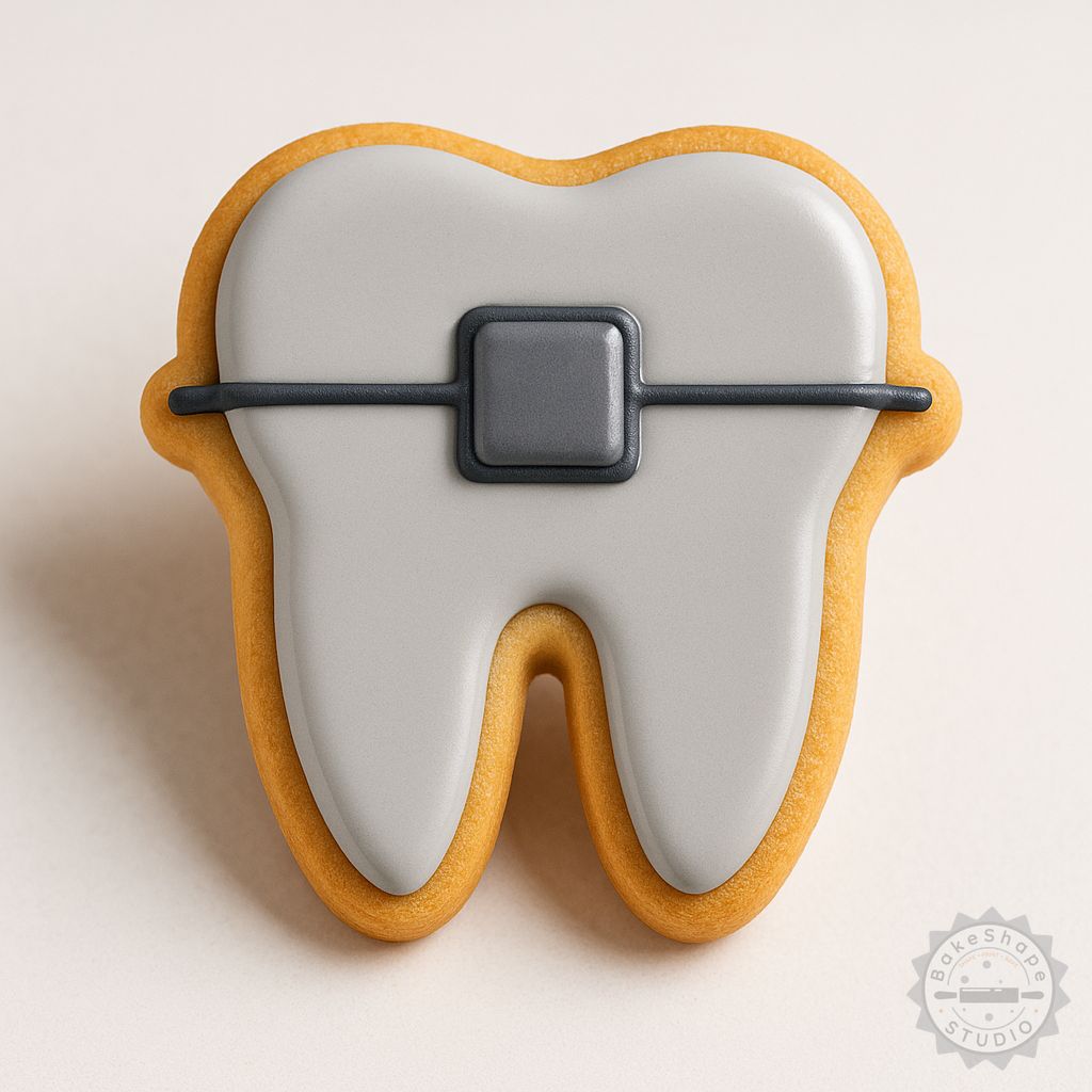 Braces dental care cookie cutter and stamp STL files for 3D printing in small, medium, and large sizes