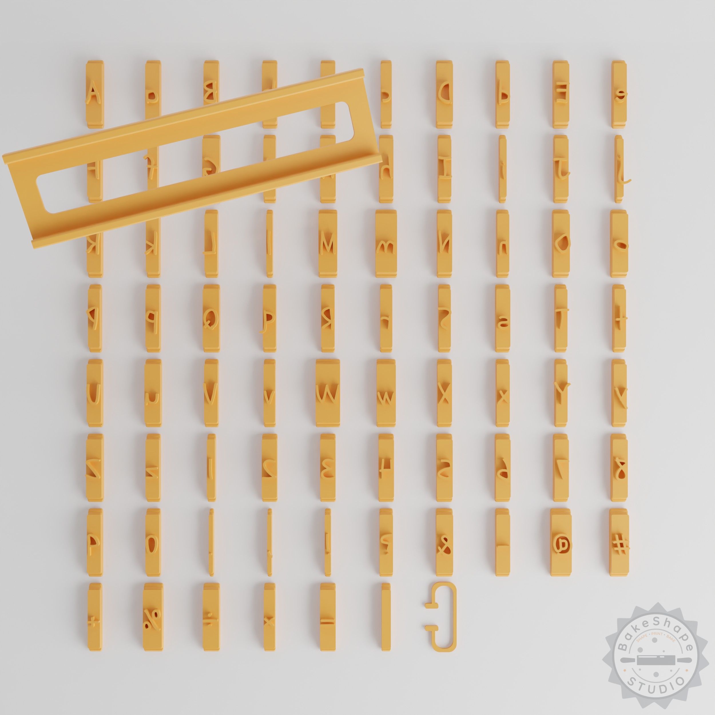 Schoolbell Font Tile Set, 1/2" Letter Stamps for Clay, Cookies, Fondant Crafting, 80-Piece