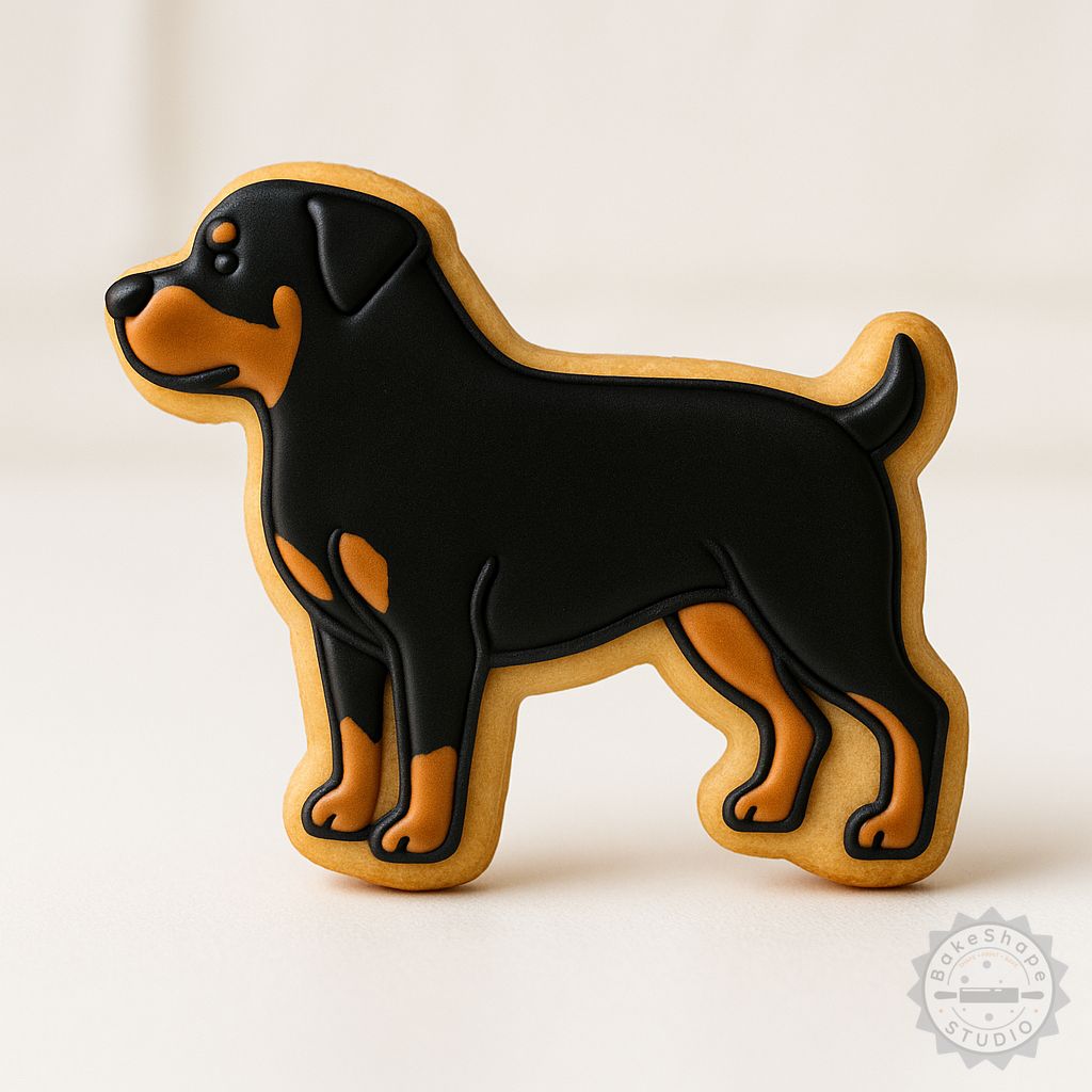 Rottweiler cookie cutter and stamp set STL for 3D printing in small, medium, and large sizes