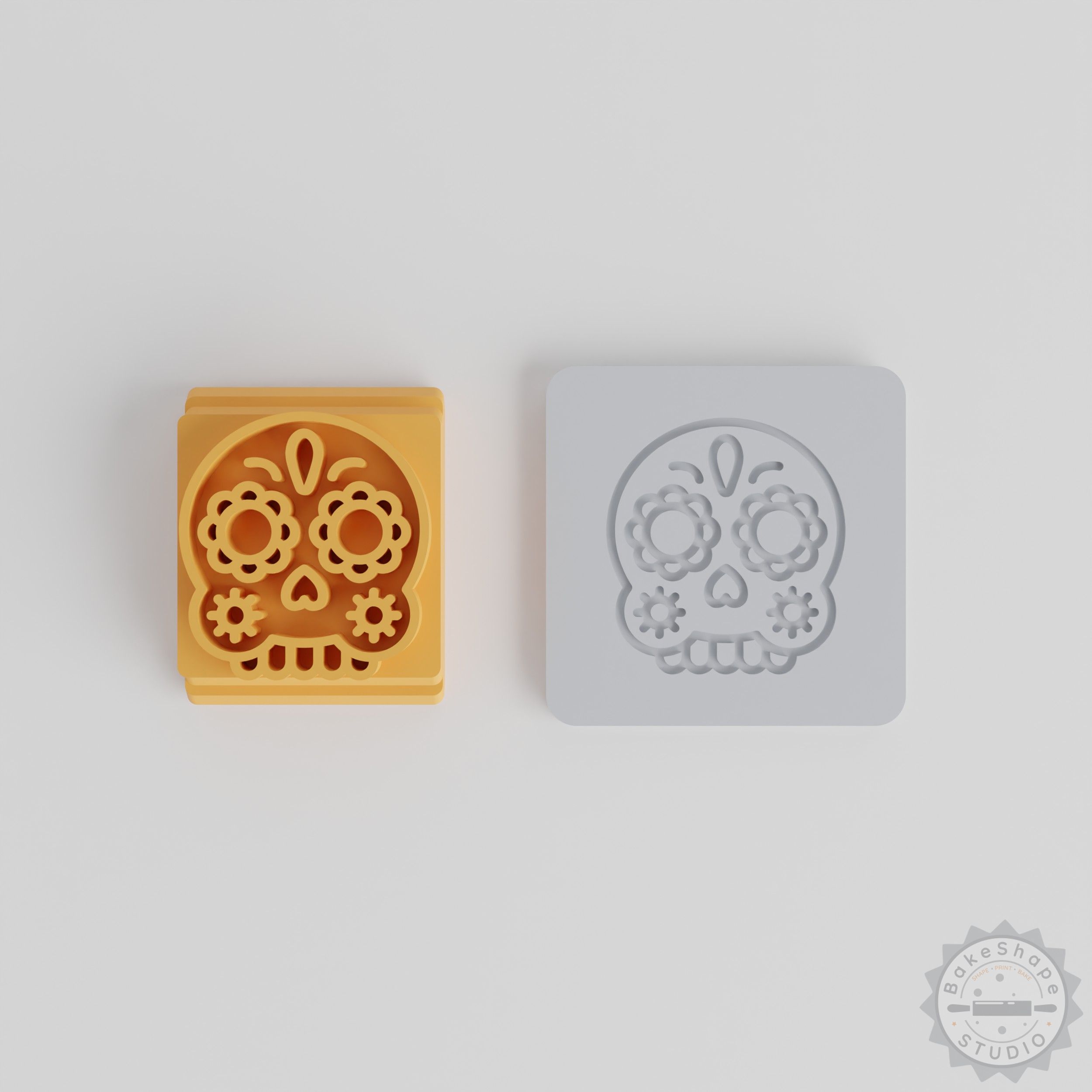 Skull Mask Stamp Set, 5 Sizes for Clay, Cookies, Fondant, Calavera, Day of the Dead Design