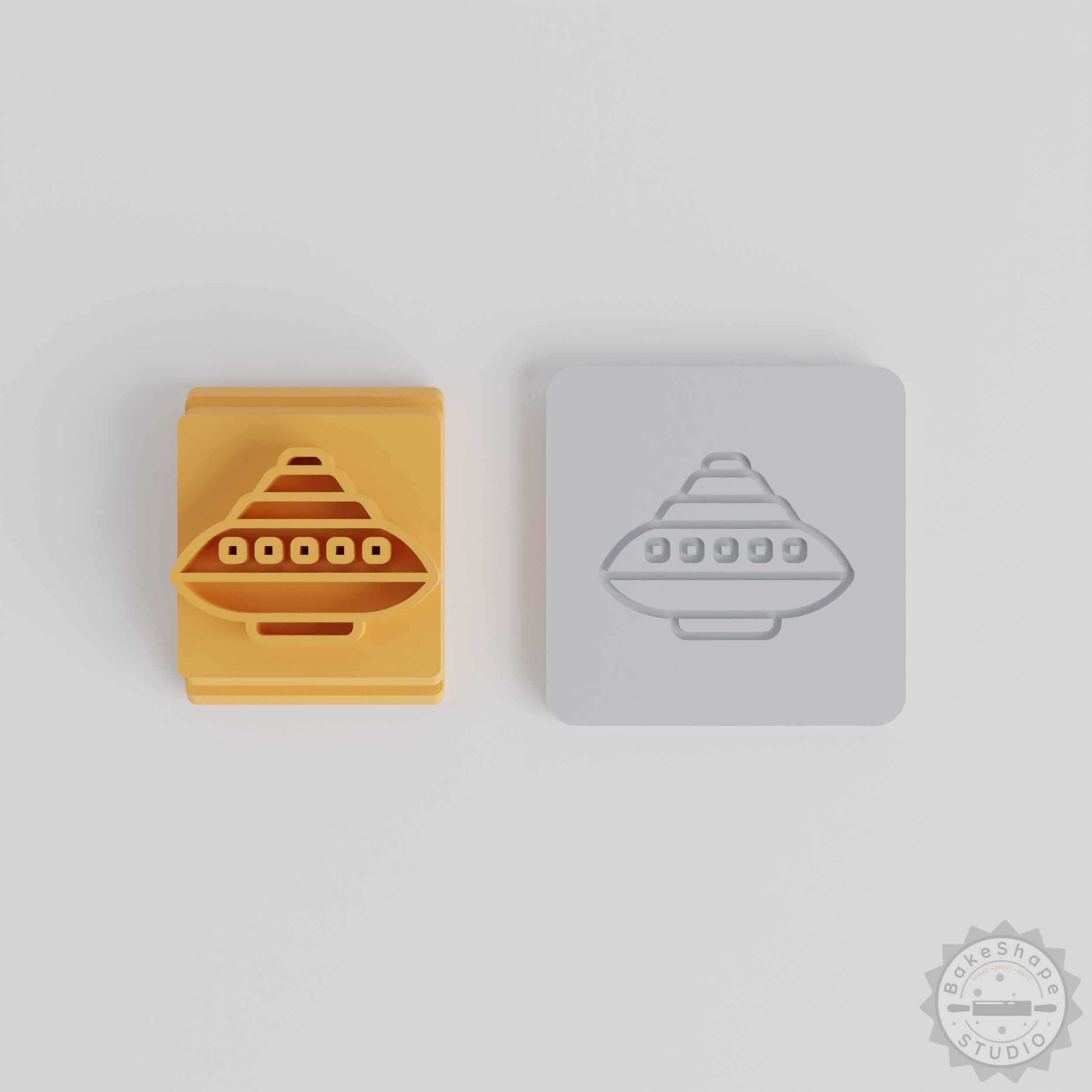Flying Saucer Stamp Tile Set, 5 Sizes for Clay, Cookies, Fondant, Space Exploration