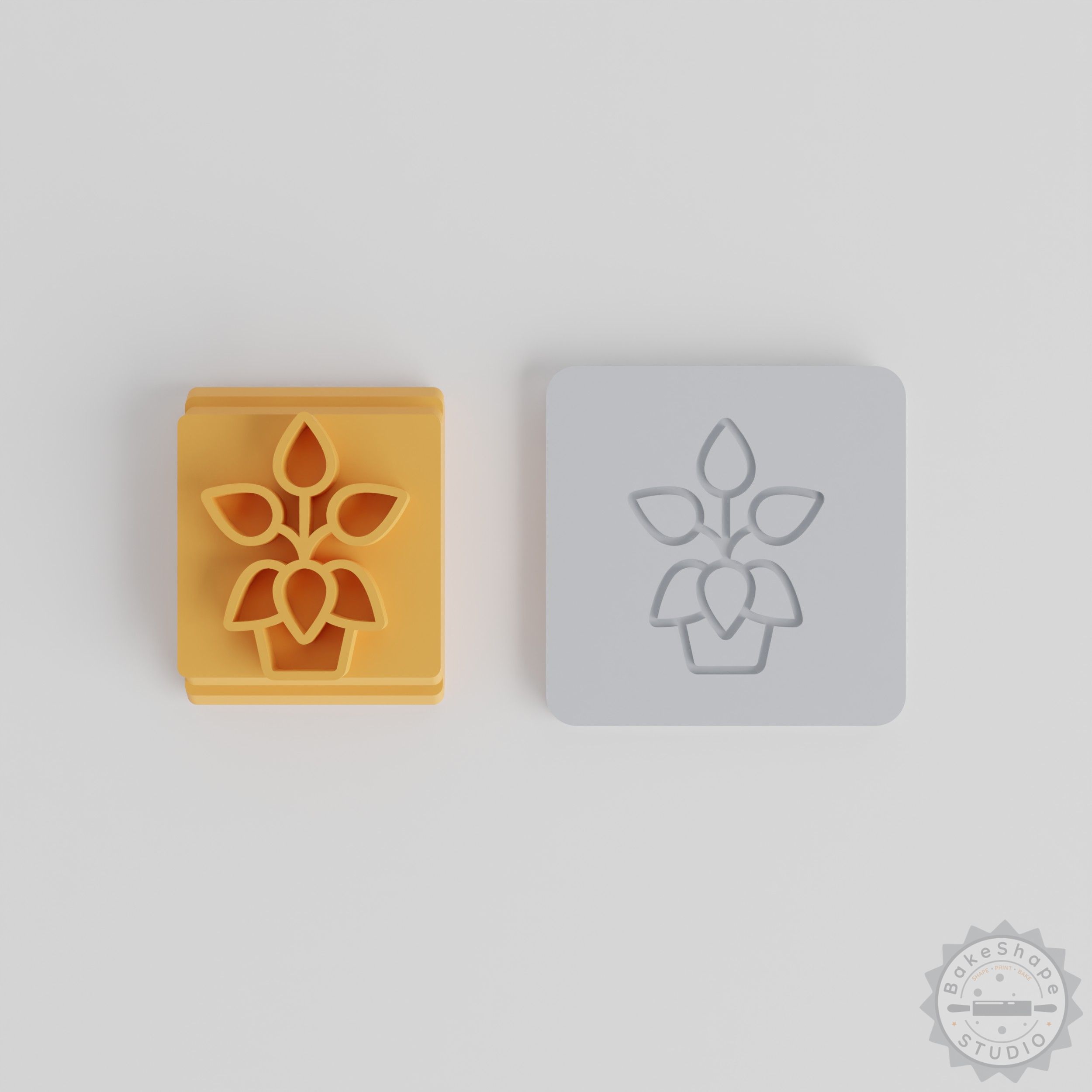 Peperomia Stamp Tile Set, 5 Sizes for Clay & Cookies, Potted Plant Motif, 20-40mm, Ideal for Fondant and Soft Materials