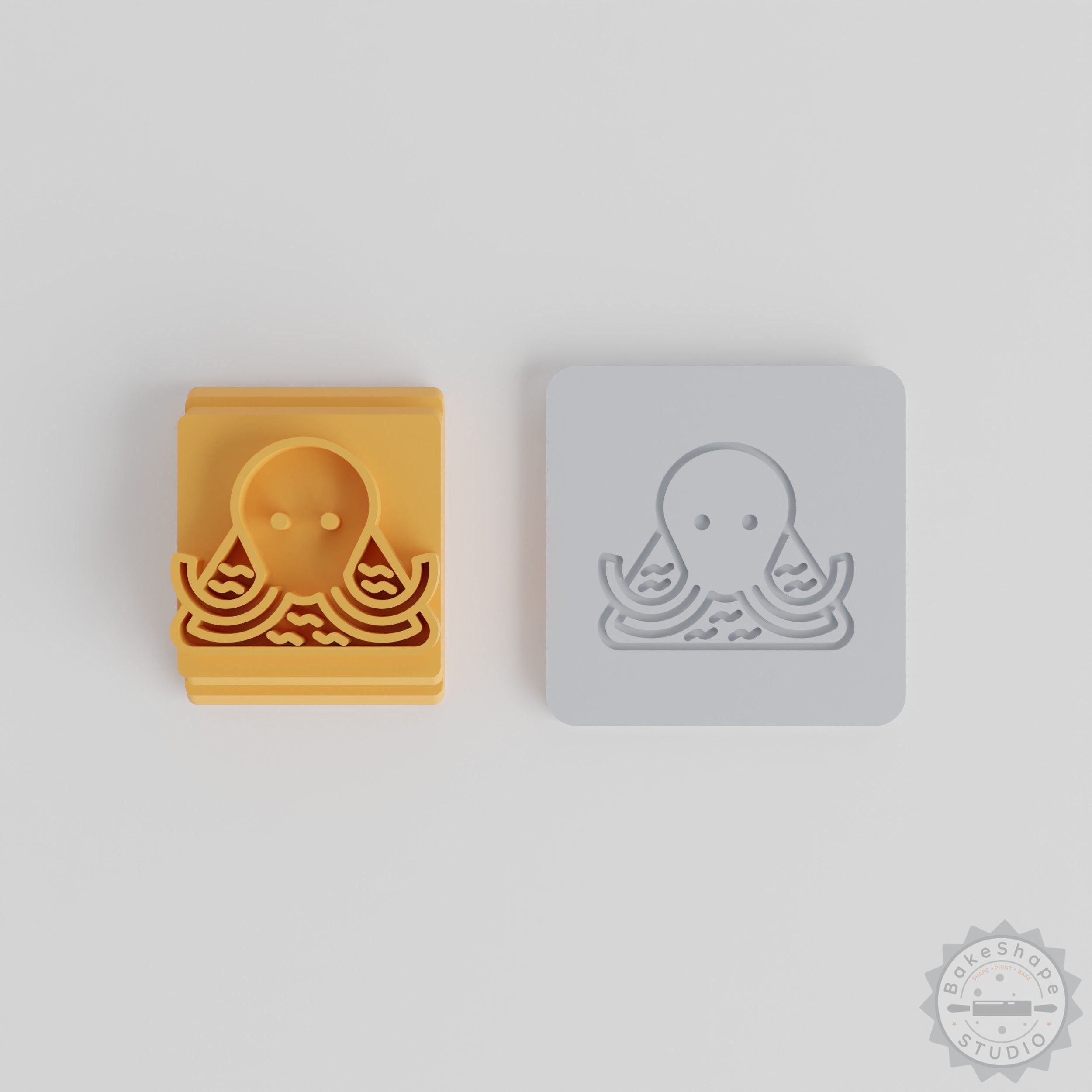 Octopus Stamp Tile Set, 5 Sizes for Clay, Cookie, Fondant Crafting, Animal Icon Design