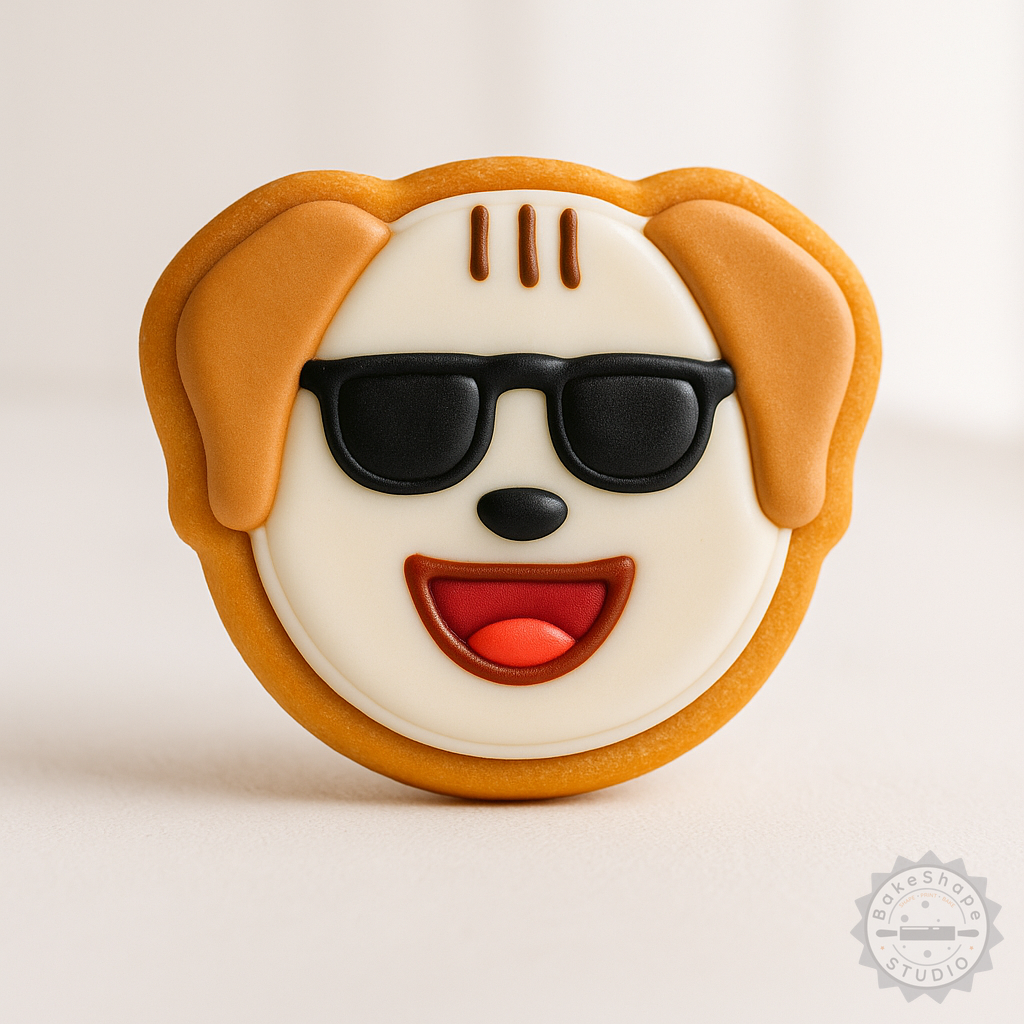 Decorated example 1 of Cool Dog Cookie Cutter Set, Shape Cutter and Stamp for Cookies, Fondant, 6 Pieces, Sizes S/M/L