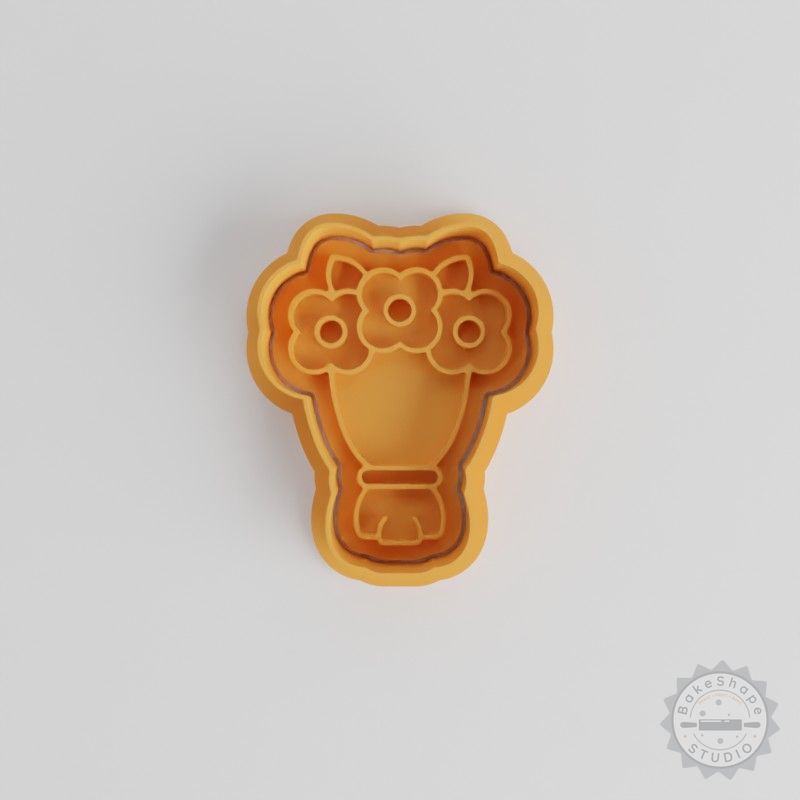 Flower Bouquet Shape Cutter & Stamp Set, 6-Piece, Perfect for Cookies & Fondant, Small/Medium/Large Sizes