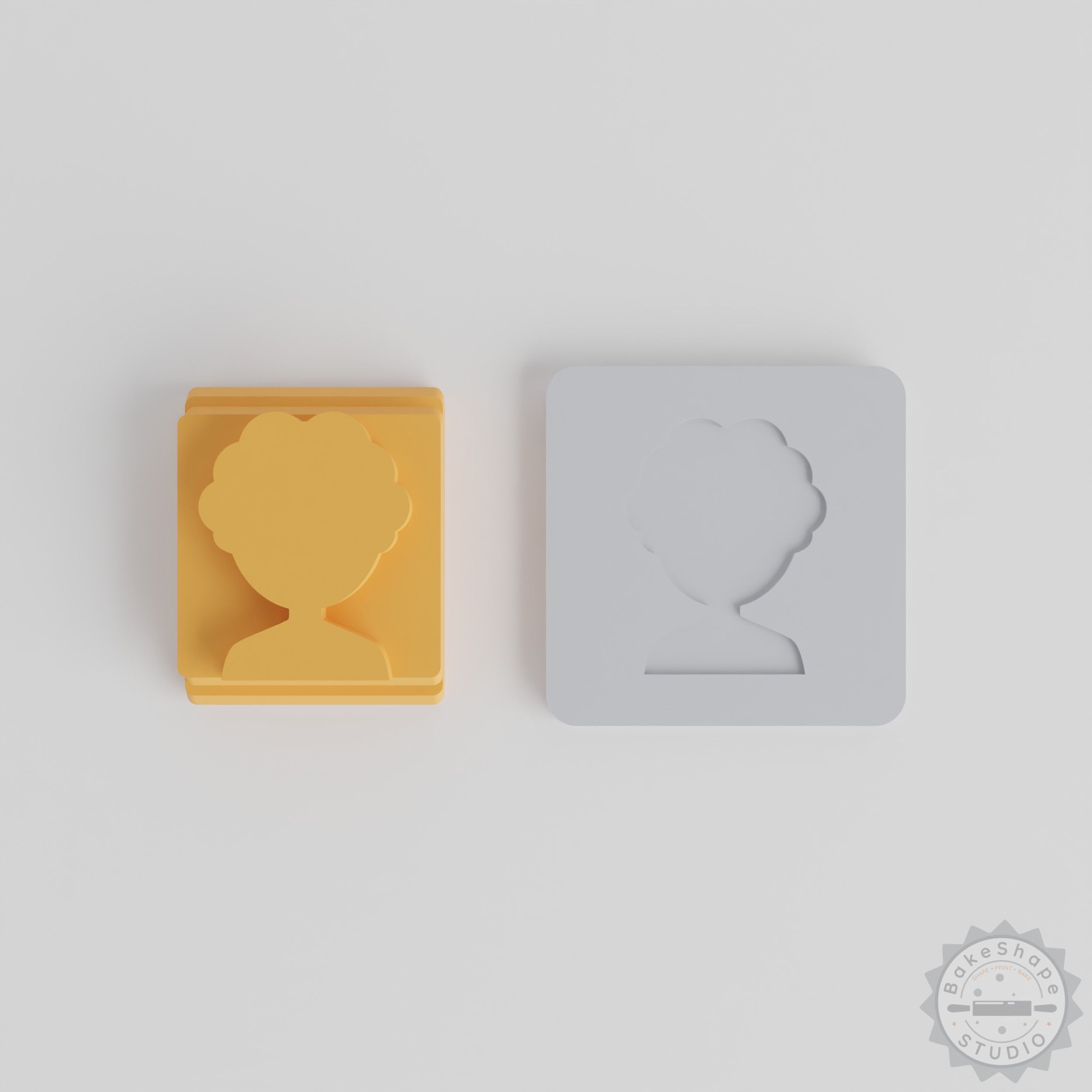 Human Stamp Tile Set for Clay, Cookies, Fondant, 5 Sizes - Avatar, User, Male Profile Motifs