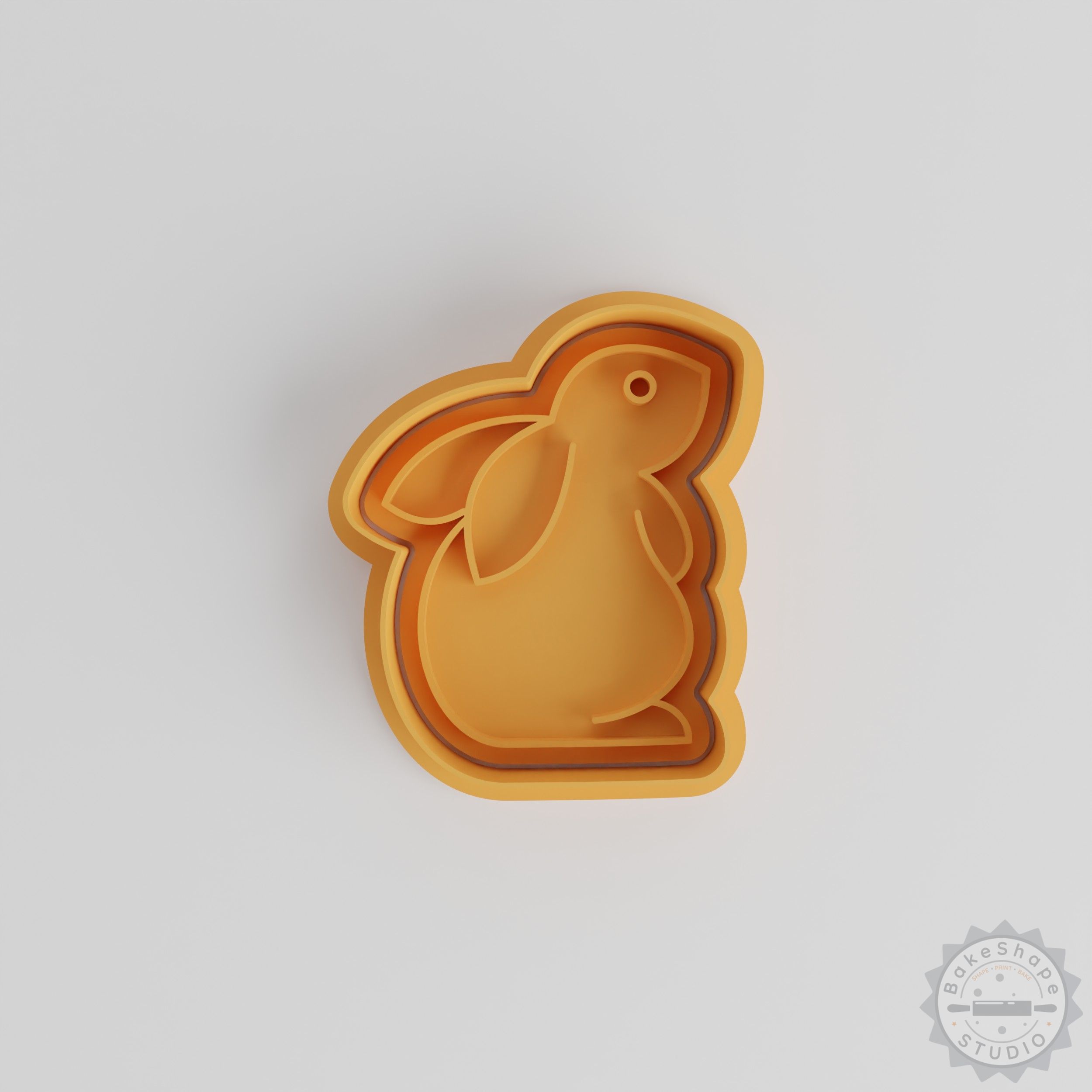 Rabbit cookie cutter and stamp set STL featuring small, medium, and large bunny shapes for 3D printing