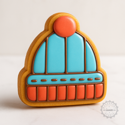 Decorated example 1 of Beanie Winter Gear, Travel Accessories Set, Shape Cutter and Stamp for Cookies, Fondant, S/M/L