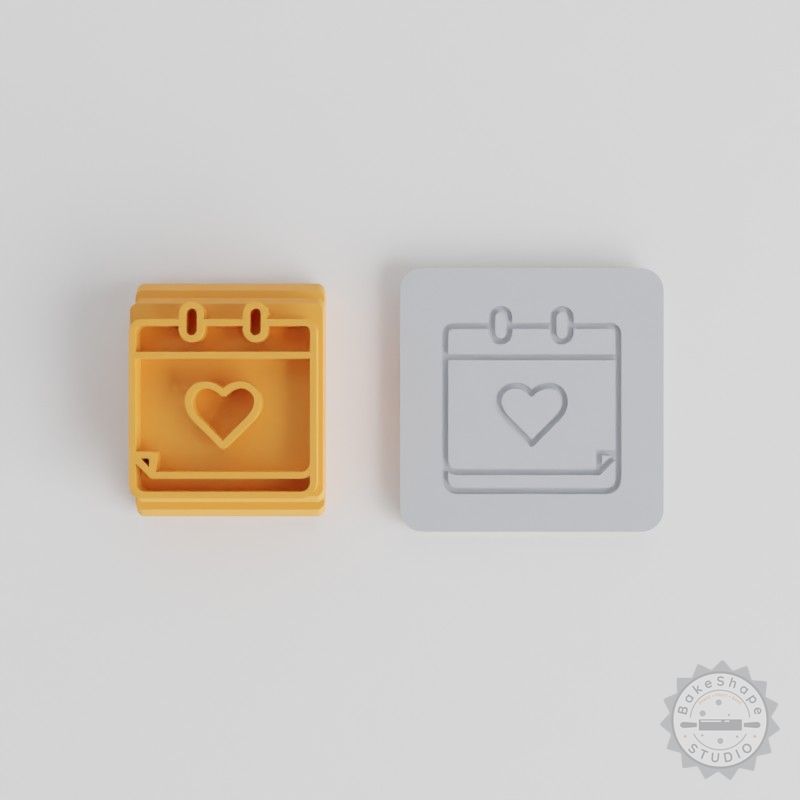 Heart Event Stamp Tile Calendar, 5-Piece Set for Clay Cookies Fondant