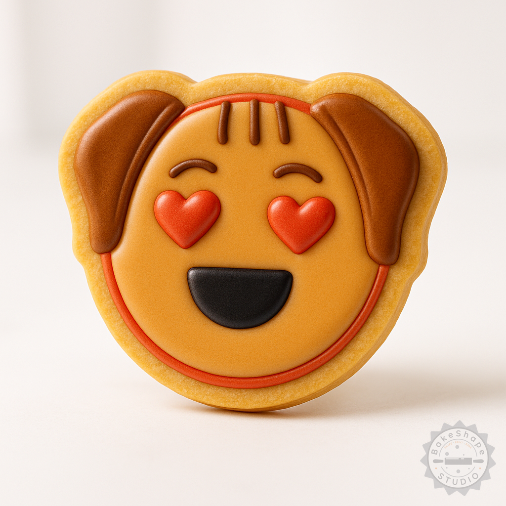 Decorated example 1 of Love Cookie Cutter Set, 6 Piece, Heart Shapes for Cookies, Fondant, Animal Dog Designs, Sizes S/M/L