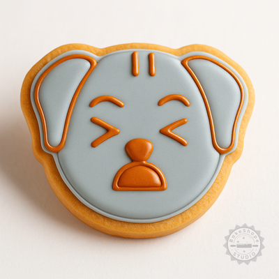 Decorated example 1 of Dog Shape Cookie Cutter and Stamp Set, 6-Piece, Pain Design, S/M/L Sizes, Perfect for Cookies and Fondant