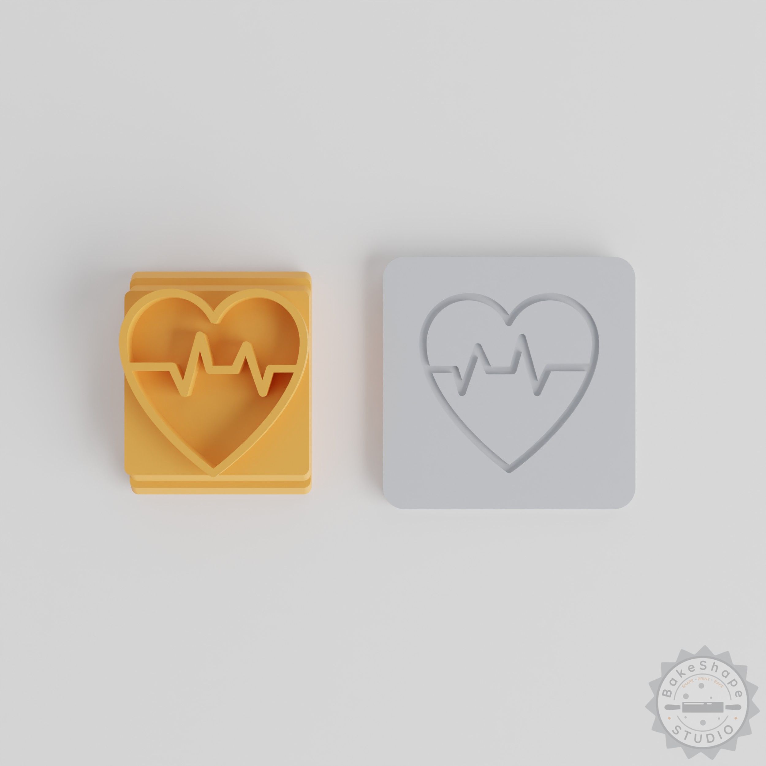 Heartbeat Stamp Tile Set, 5 Sizes for Clay, Cookies, Fondant, Heart Rate Motif, Cardiac Rhythm Design