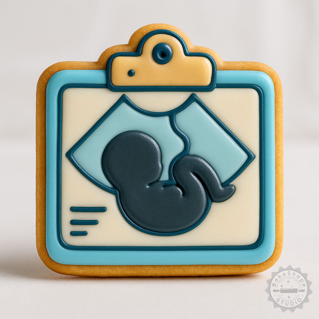 Ultrasound cookie cutter and stamp six-piece set STL for 3D printing in small, medium, and large sizes