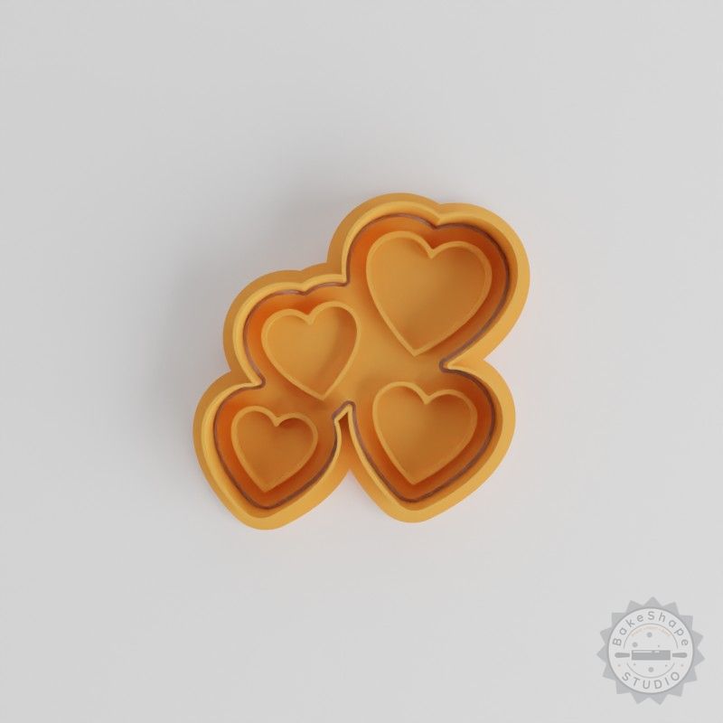 Heart Shape Cutter and Stamp Set, Perfect for Cookies and Fondant, 6 Piece, S/M/L Sizes