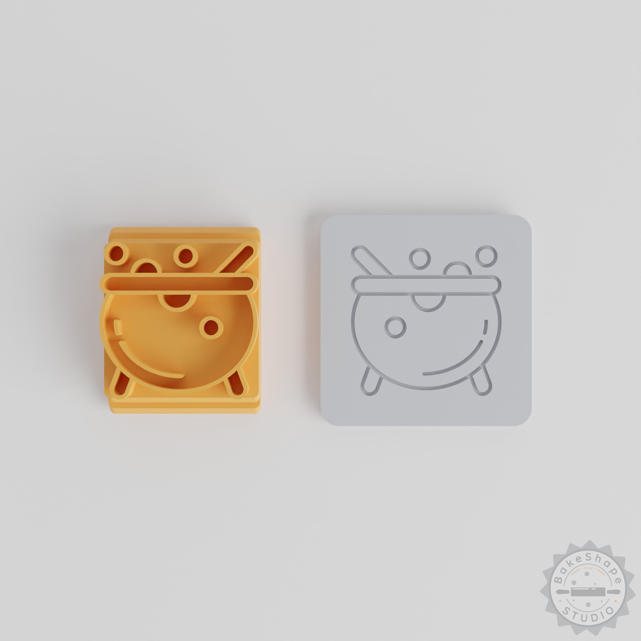 Cauldron Stamp Tile Set, 5 Motif Sizes for Clay, Cookies, Fondant, Halloween Theme