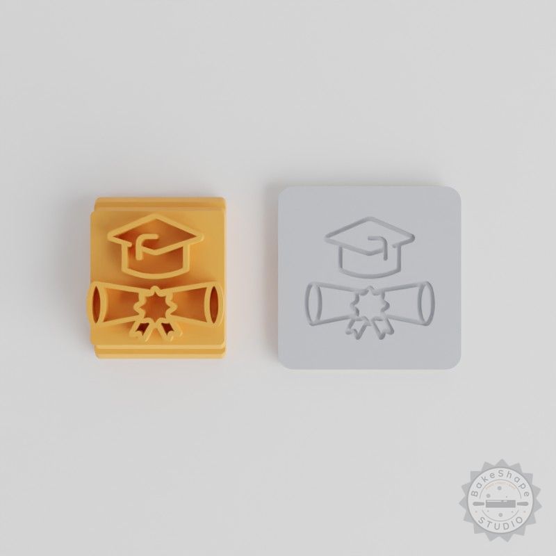 Graduation Cap Stamp Tile Set, 5 Sizes Motif for Clay, Fondant, Cookies
