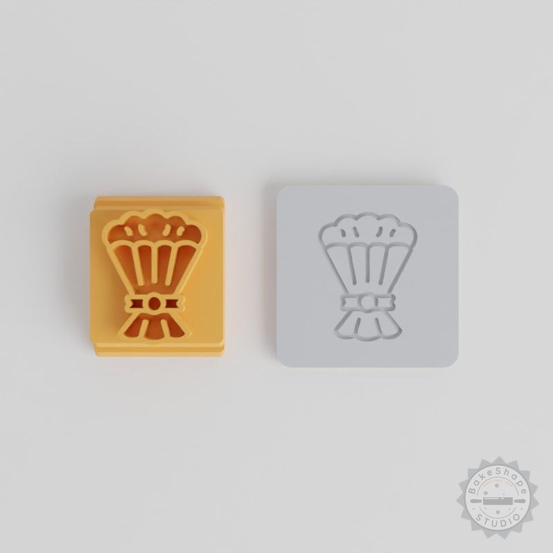 Flower Bouquet Stamp Tile Set, 5 Motif Sizes, Perfect for Clay Cookies Fondant