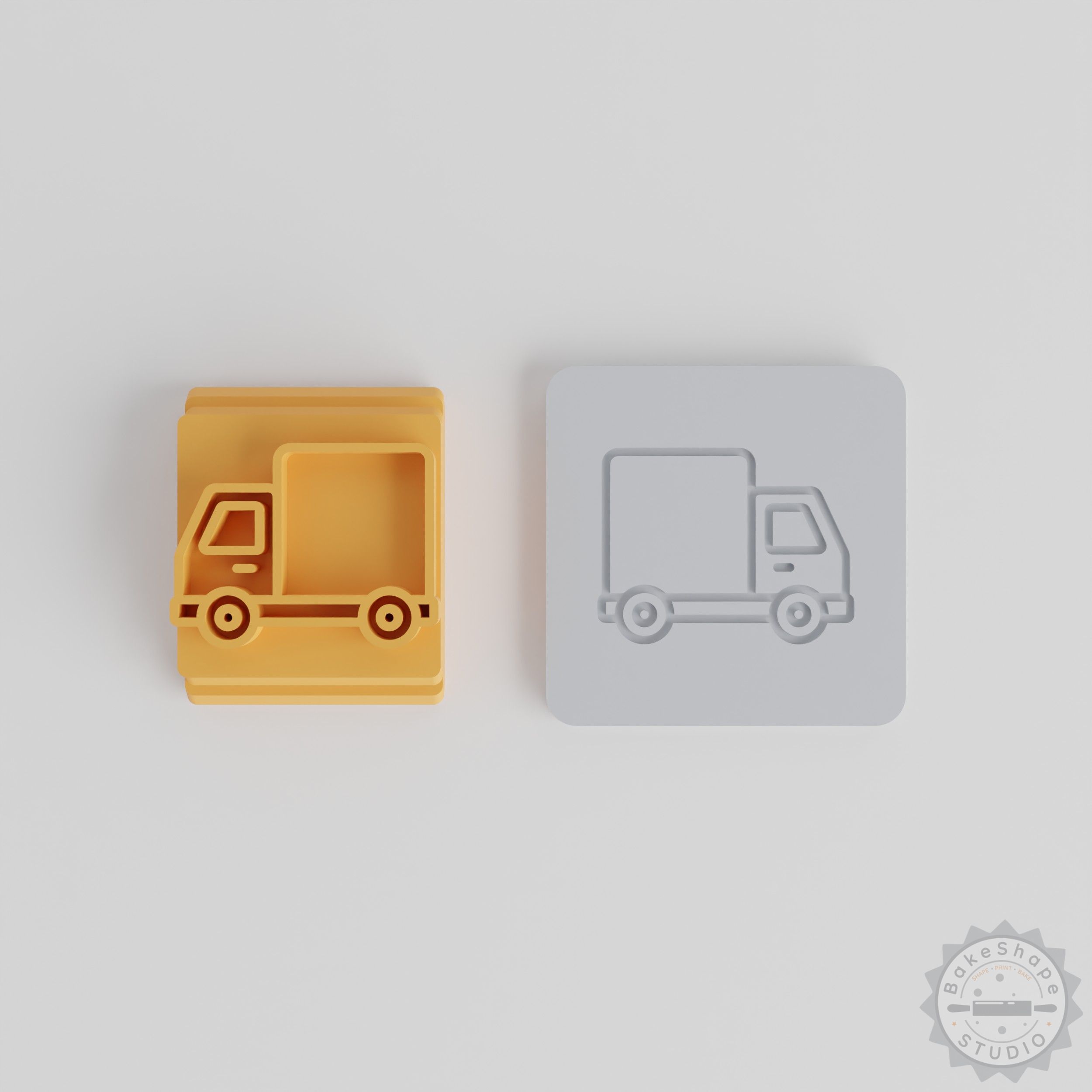 Transport Lorry Stamp Tile Set, 5 Motif Sizes for Clay, Cookies, Fondant