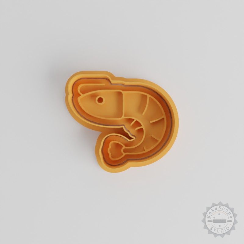 Shrimp Shape Cutter and Stamp Set, 6-Piece Pack, Perfect for Cookies and Fondant, Sizes S/M/L