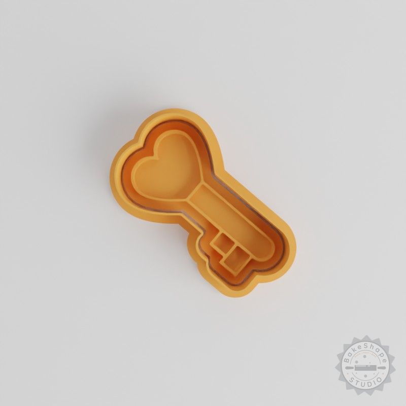Heart Key Cookie Cutter and Stamp Set, 6 Pieces, Perfect for Fondant Decorating, S/M/L Sizes