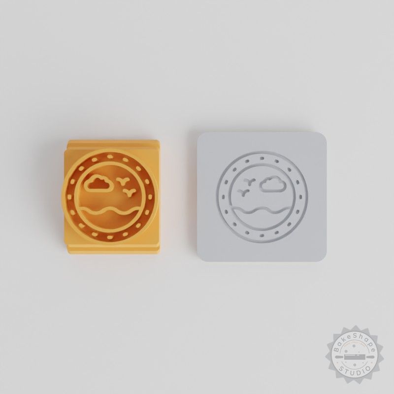 Ship Porthole Stamp Tile Set for Clay, Cookies, Fondant - 5 Designs with Ocean, Pirate, Nautical Themes