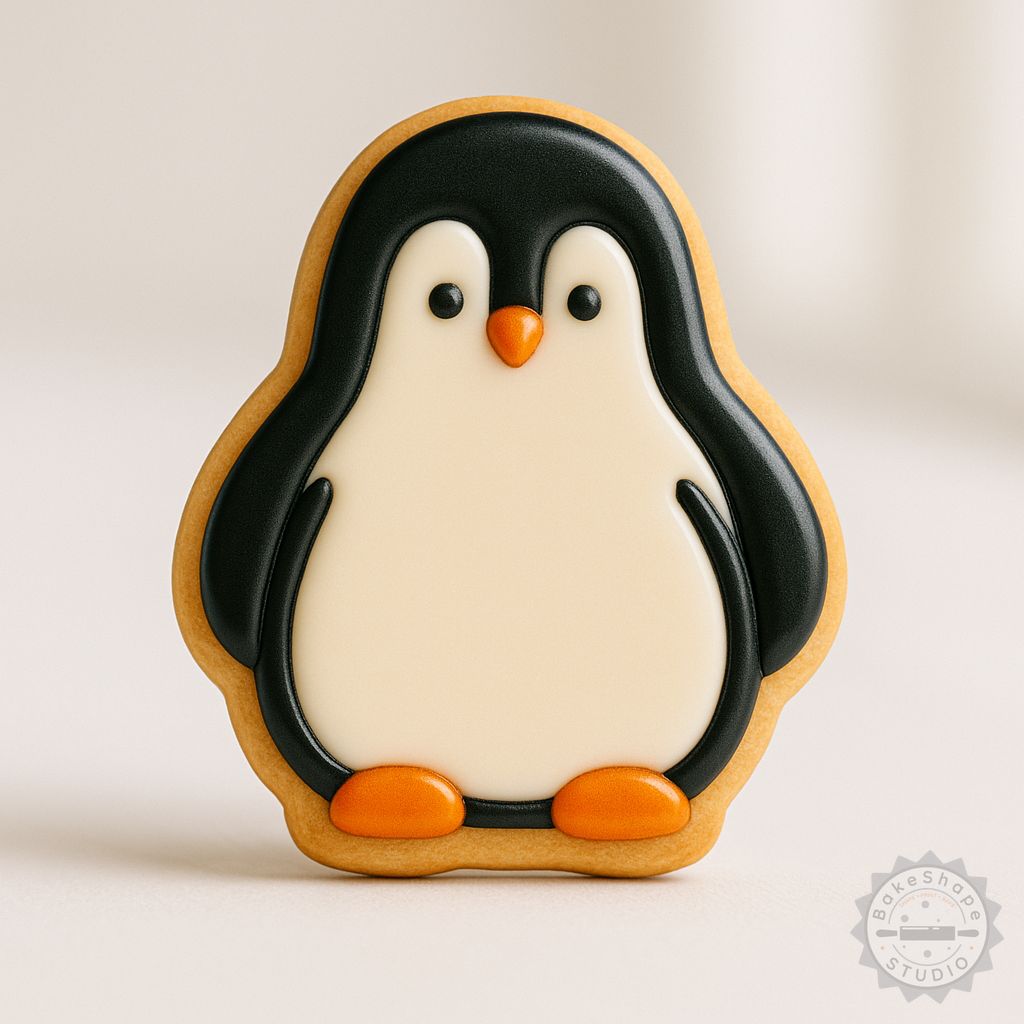 Penguin cookie cutter and stamp set STL for 3D printing featuring small, medium, and large sizes for fondant and cookies