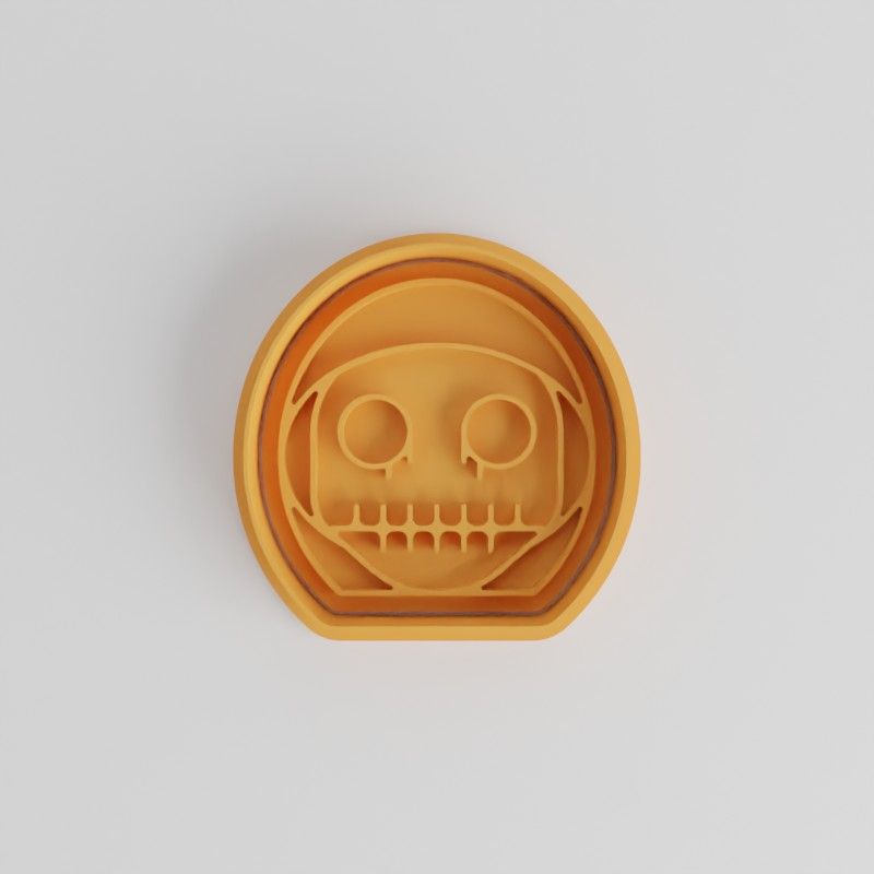 Skull Boy Cookie Shape Cutter and Stamp Set, Halloween Skull Design, Sizes S/M/L