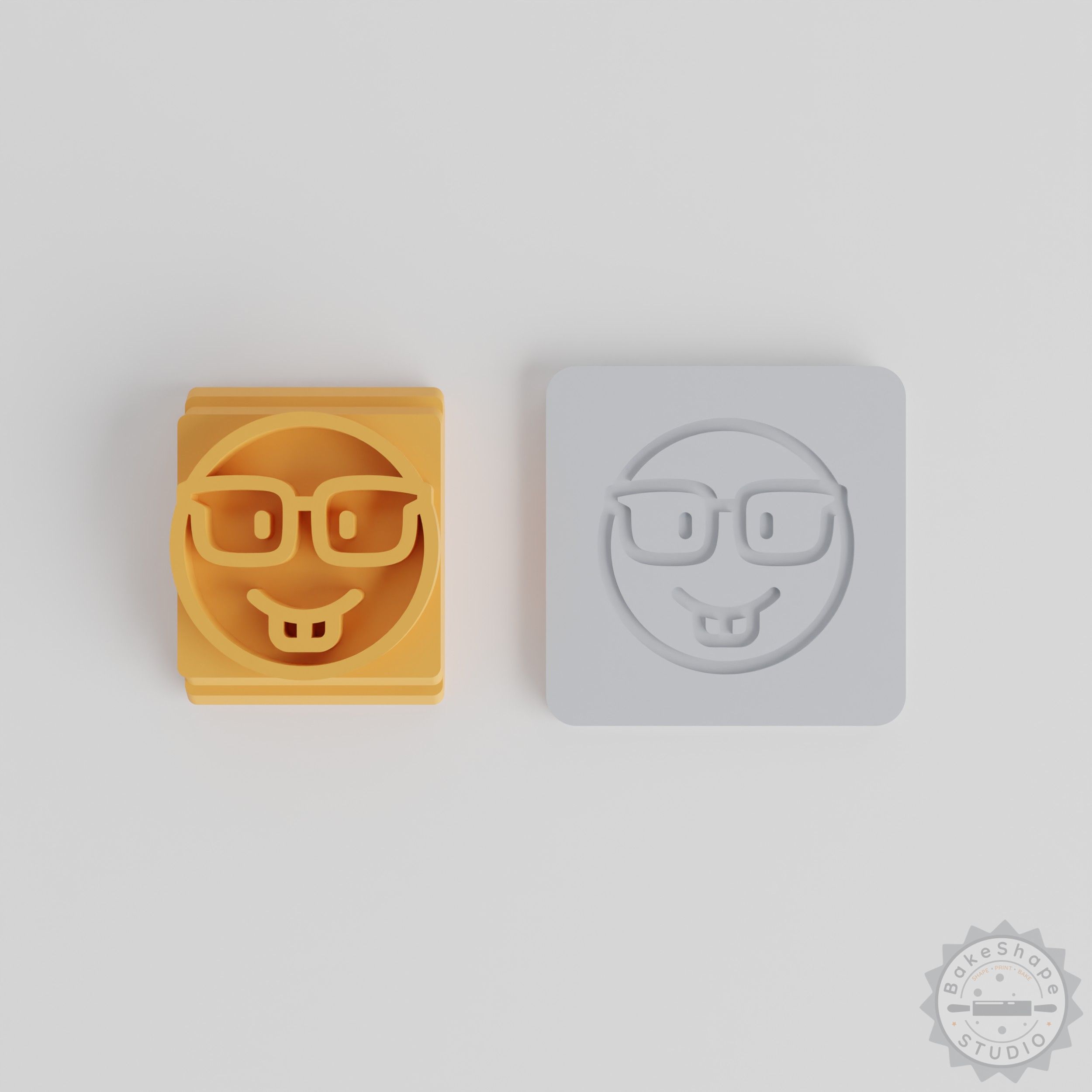 Nerd Face Stamp Tile Set, 5 Sizes for Clay, Cookies, Fondant - Glasses Emoji, Geek Motif
