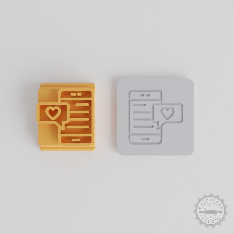 Text Message Stamp Tile Set, Heart Love Designs for Clay, Cookies, Fondant