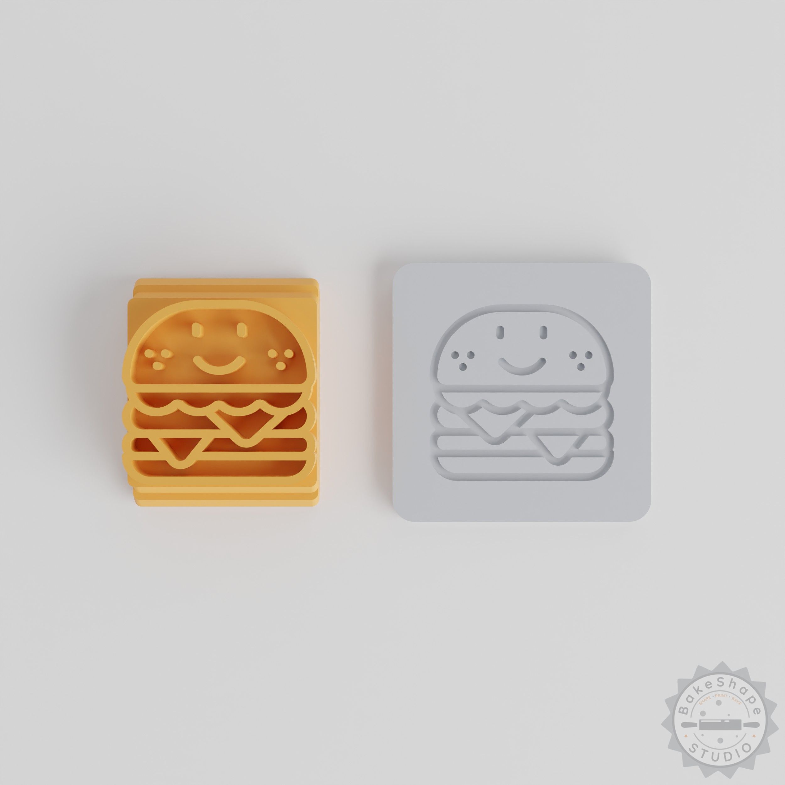 Kawaii Burger Stamp Set, 5 Sizes, Cute Hamburger Motif for Clay, Cookies, Fondant
