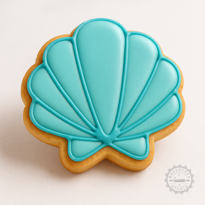 Decorated example 1 of Sea Shell Shape Cutter and Stamp Set, Cookie and Fondant Mold, 6 Piece Multi-Size Pack