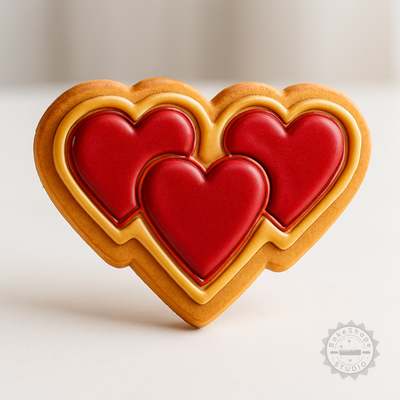 Decorated example 1 of Heart Shape Cookie Cutter & Stamp Set, 6-Piece, Perfect for Cookies, Fondant, S/M/L Sizes